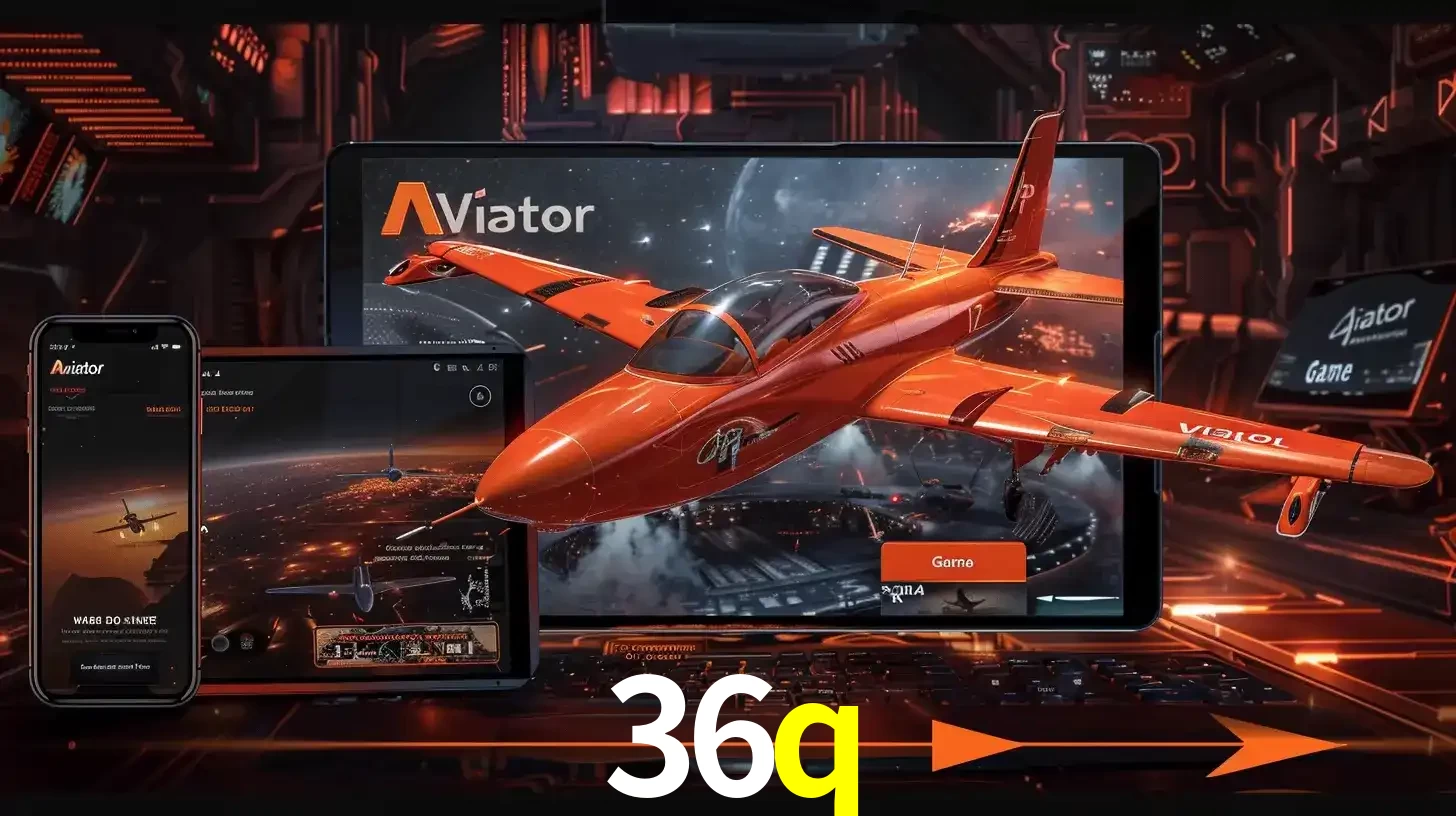 Apresentação tecnológica do jogo Aviator com um avião saindo da tela de um tablet, demonstrando a experiência imersiva em múltiplos dispositivos no 36q.