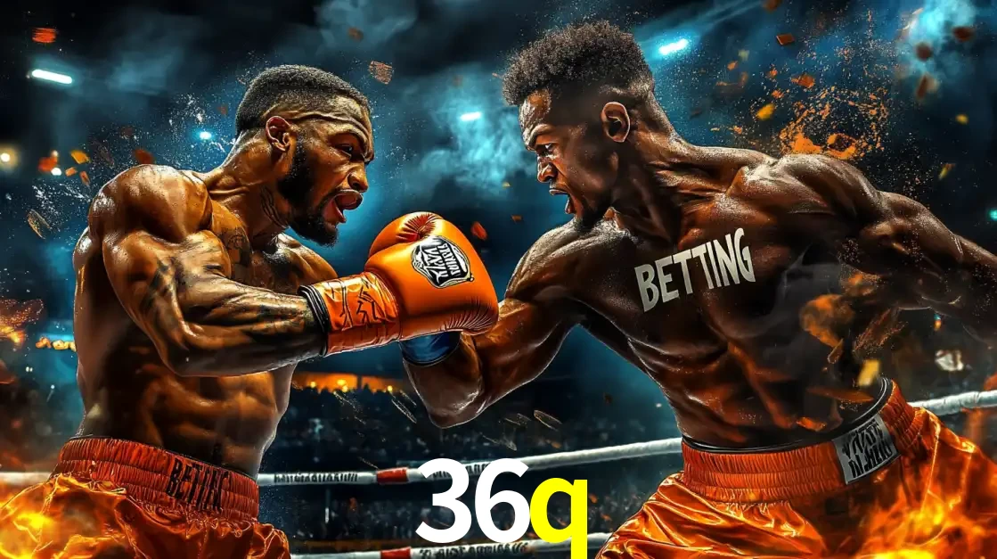 Dois boxeadores em uma luta intensa e explosiva, representando a adrenalina e as oportunidades de apostas em esportes de combate disponíveis na plataforma 36q.
