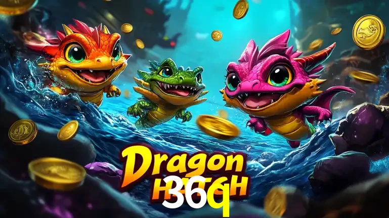 Arte promocional do jogo Dragon Hatch com três adoráveis dragões bebês nadando entre moedas de ouro, um dos slots mais divertidos para jogar no cassino 36q.