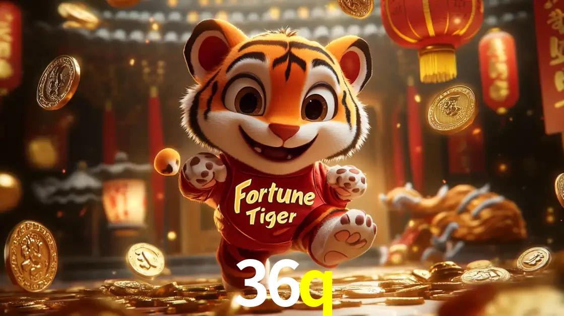O alegre personagem do Fortune Tiger correndo sobre um caminho de moedas de ouro, simbolizando os grandes prêmios e a diversão do popular jogo de slot do 36q.